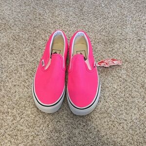 Vans Kids Neon Pink Slip-On Sneakers